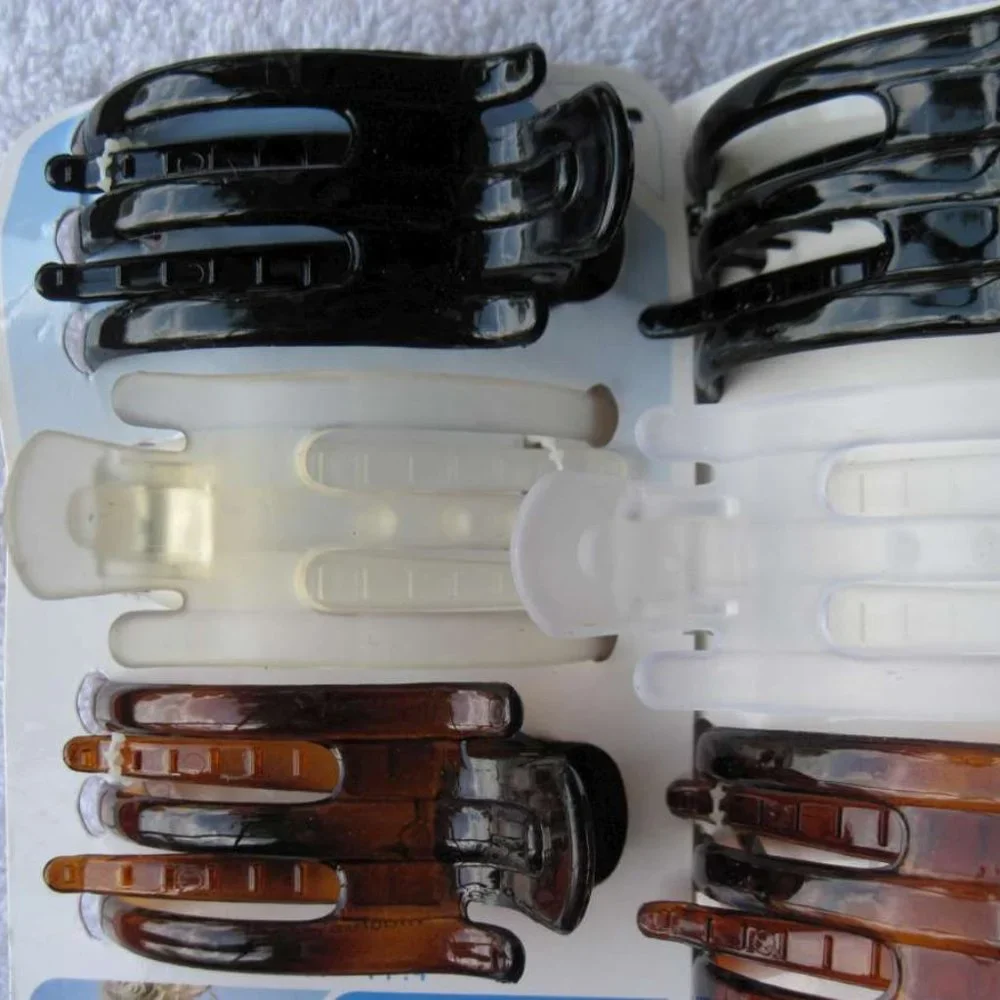 3 Scunci Thick Hair Hidden Hinge Secure Hold Jaw Claw Clips Glossy Frosted Matte
